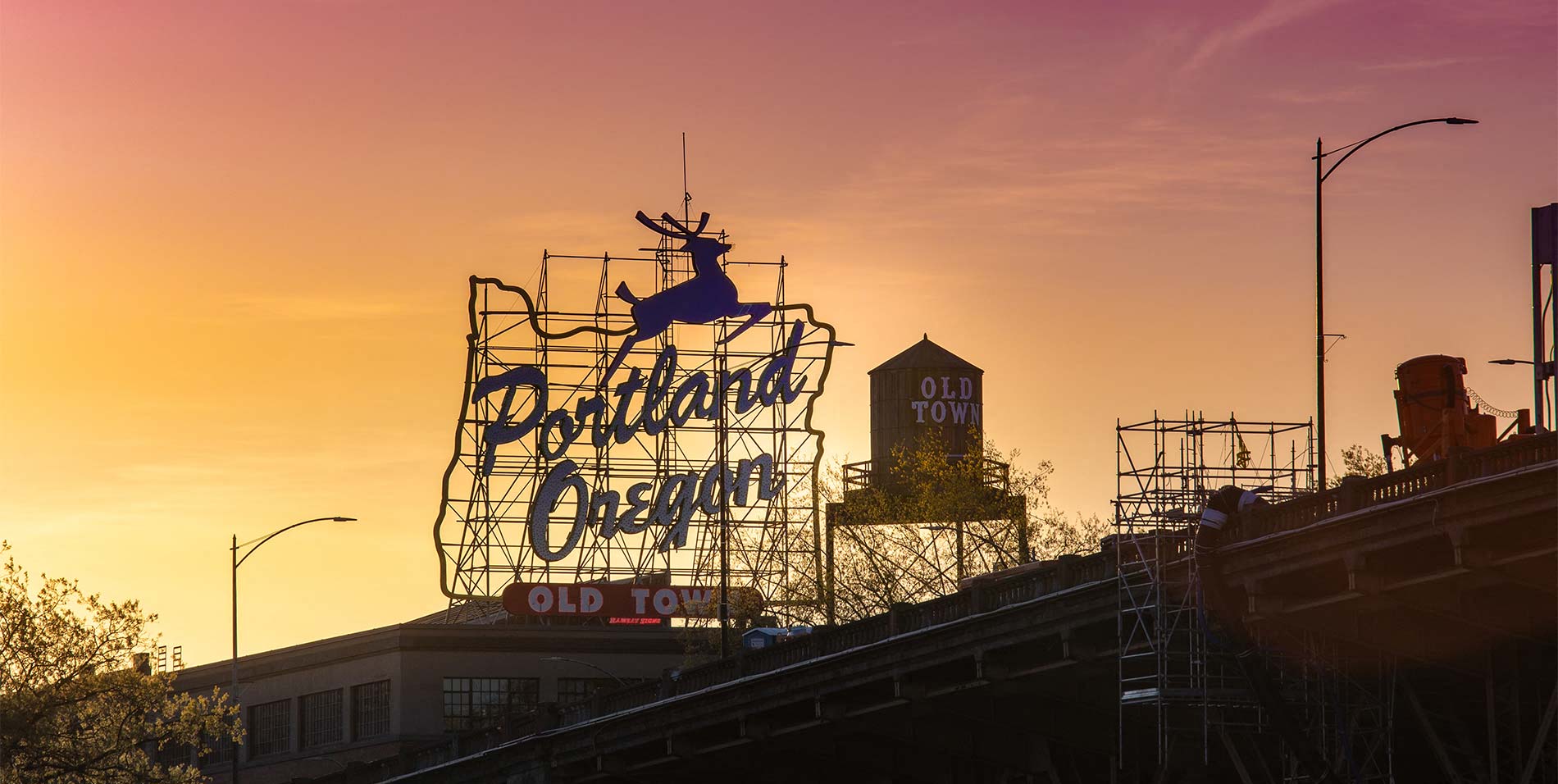 The White Stag sign in Portland’s Old Town district has been a downtown landmark for decades